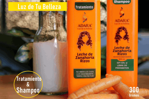 Adara - Combo de Shampoo y Tratamiento Leche de Zanahoria Risos